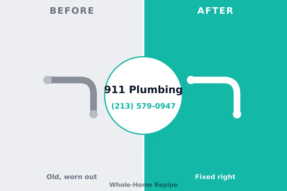 Before and after: plumbing repair Beauxart Gardens, TX